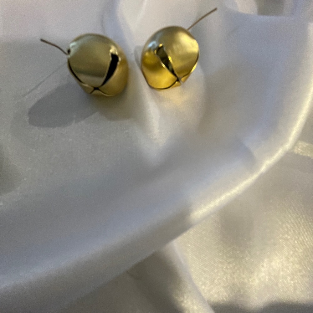 Christmas Holiday Gold Real Bell Earrings, NWOT